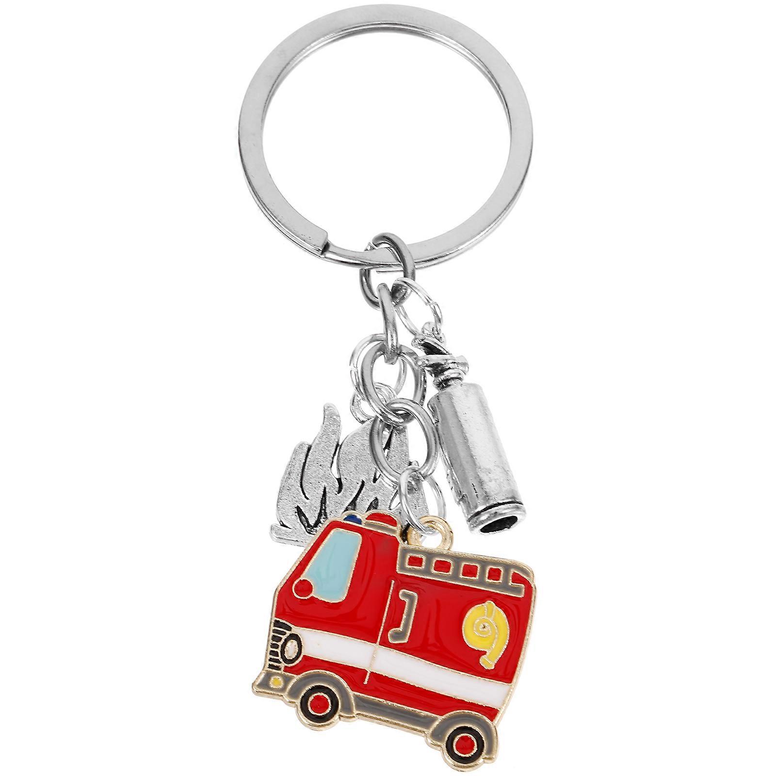 5Pcs Fireman Keyring Decorative Charm For Daily Use Keys And Backpacks 8X3X0.6Cm Silver With Unique Design