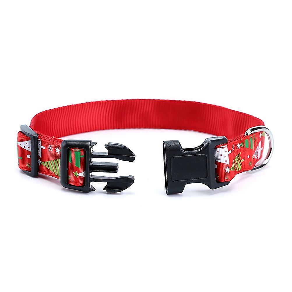 Pet Dog Collar Nylon Adjustable Christmas Collar for Red Cartoon Style