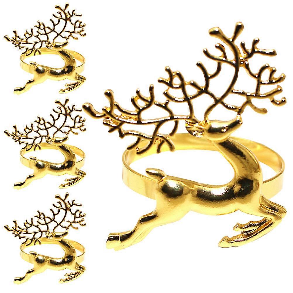 20 Pcs Vintage Style Napkin Holders Reindeer Shaped For Christmas Party Table Decoration Golden Alloy Material