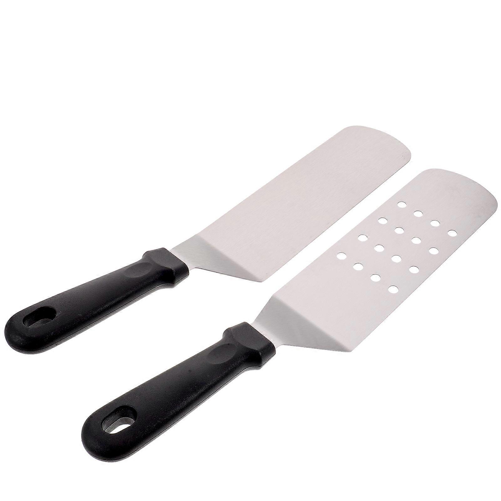 Grilled Set Griddle Scraping Pancake Flipping BBQ Grilling Silver 39 x 7.2 x 4cm 2Pcs