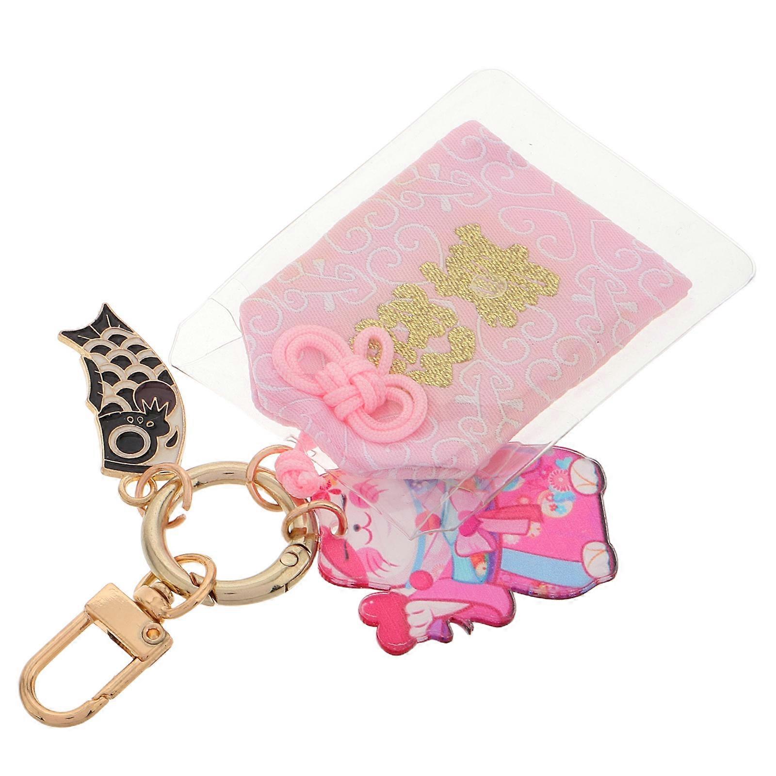 Artistic Pink Koi Omamori Keychain for Personal Use Elegant Decoration