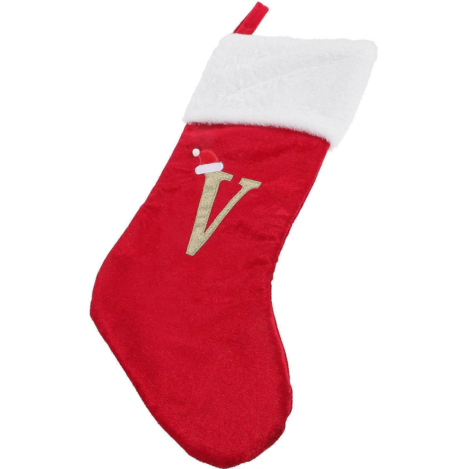 Xmas Stocking 4Pcs Christmas Decor Soft Fabric Hanging Ornament Suitable for Fireplace and Door Display in Multi Color for Holiday Celebrations