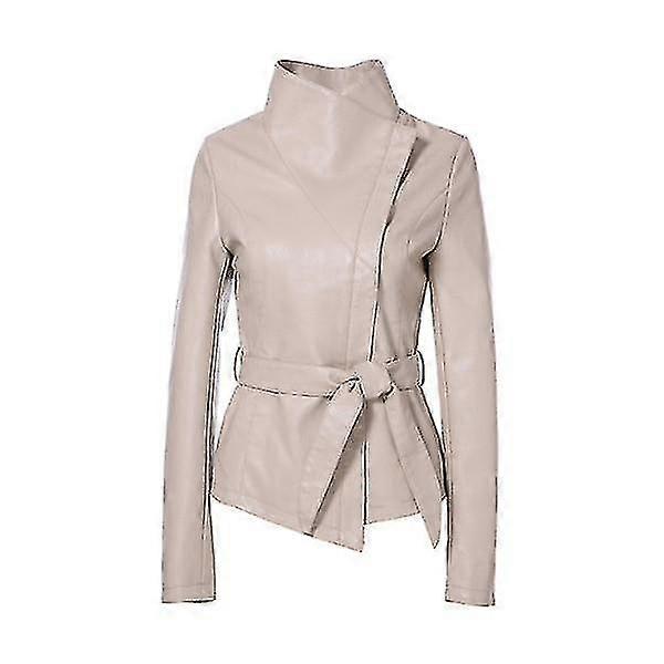 25-26 Spring- Faux Leather, Turn-down Collar, Short Slim, Jacket