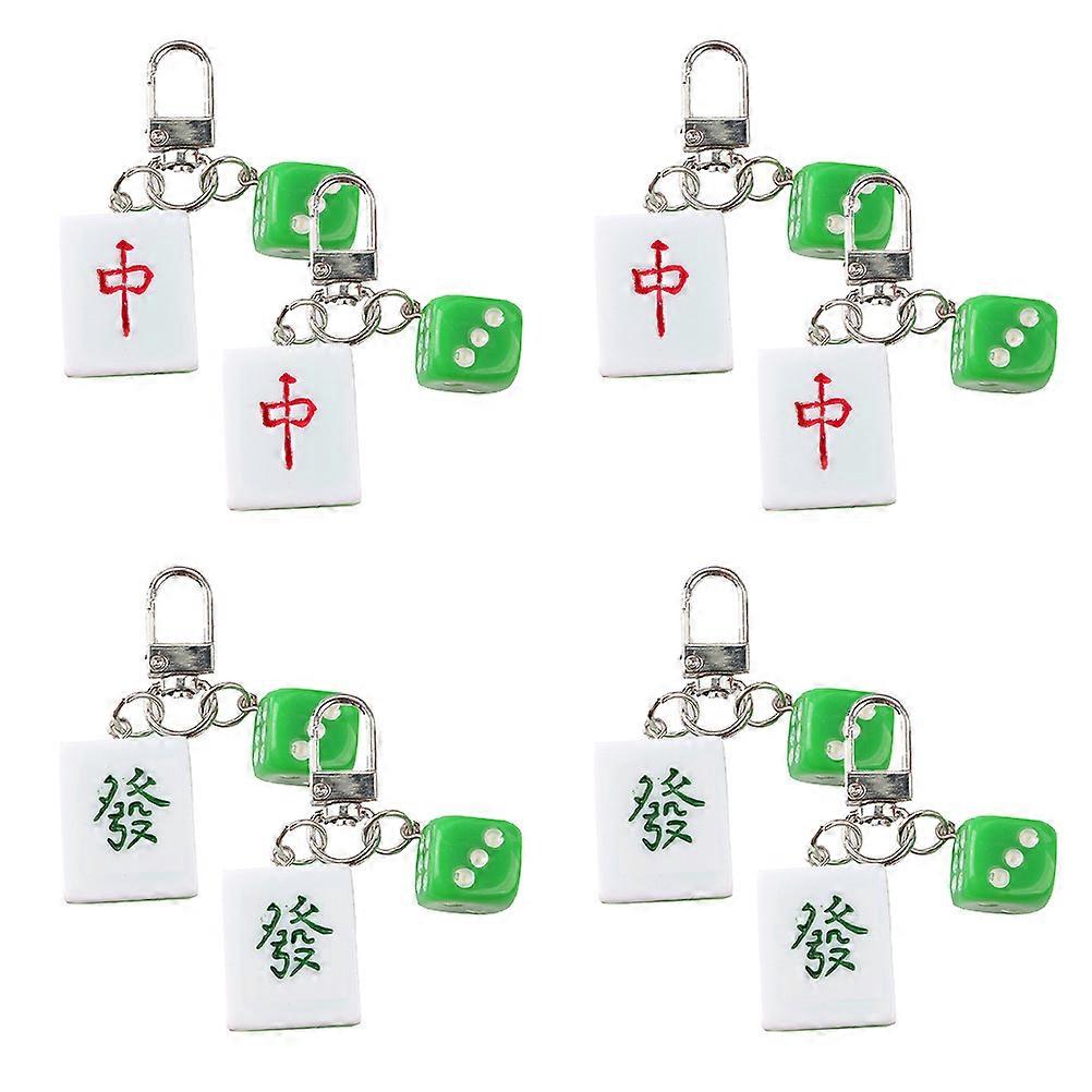 Chinese Style Mahjong Keychain Craftsmanship Charm for Keys Bags Wallets Assorted Color 24Pcs