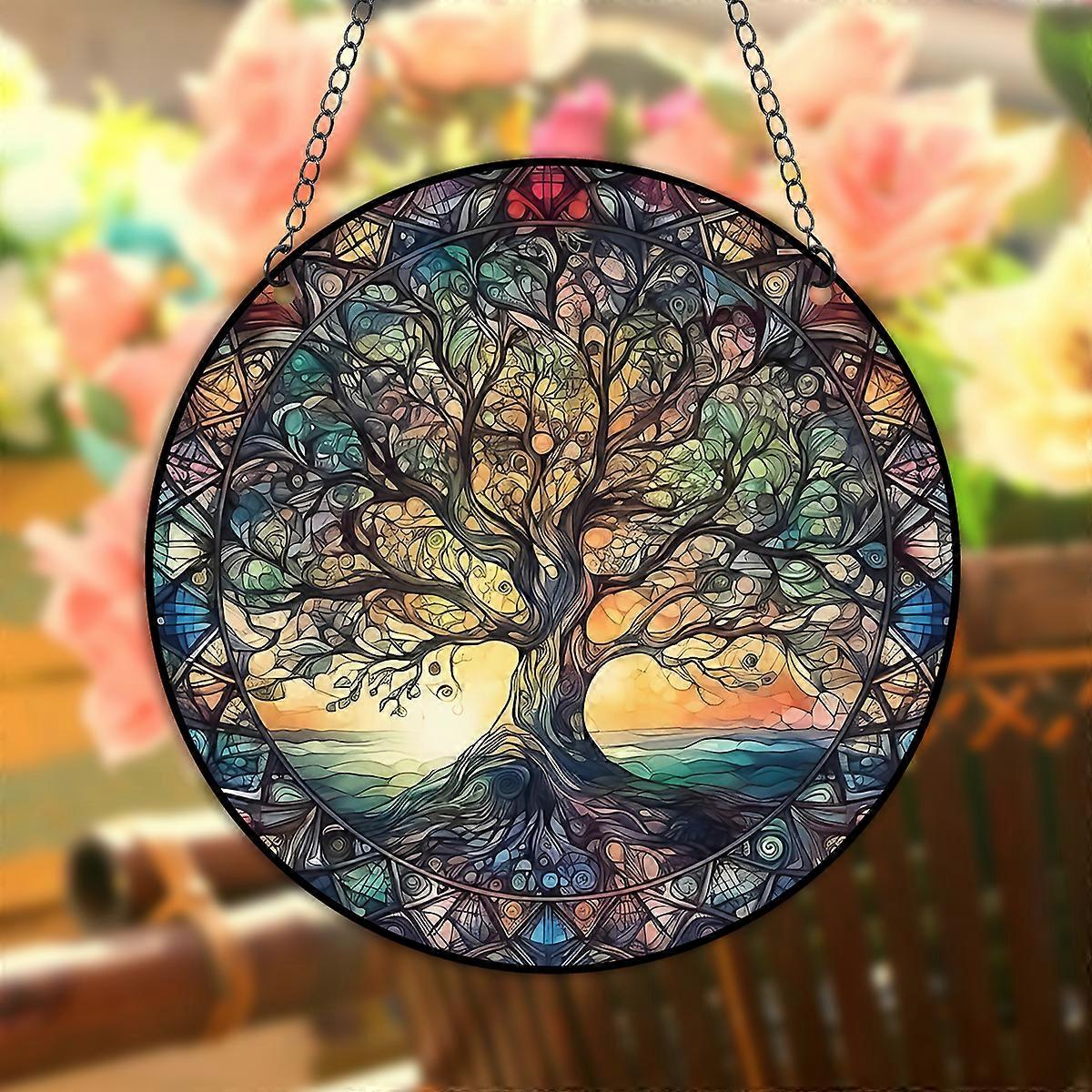1PC Tree of Life Acrylic Pendant Plate Hanging Sign for Indoor Outdoor Decor