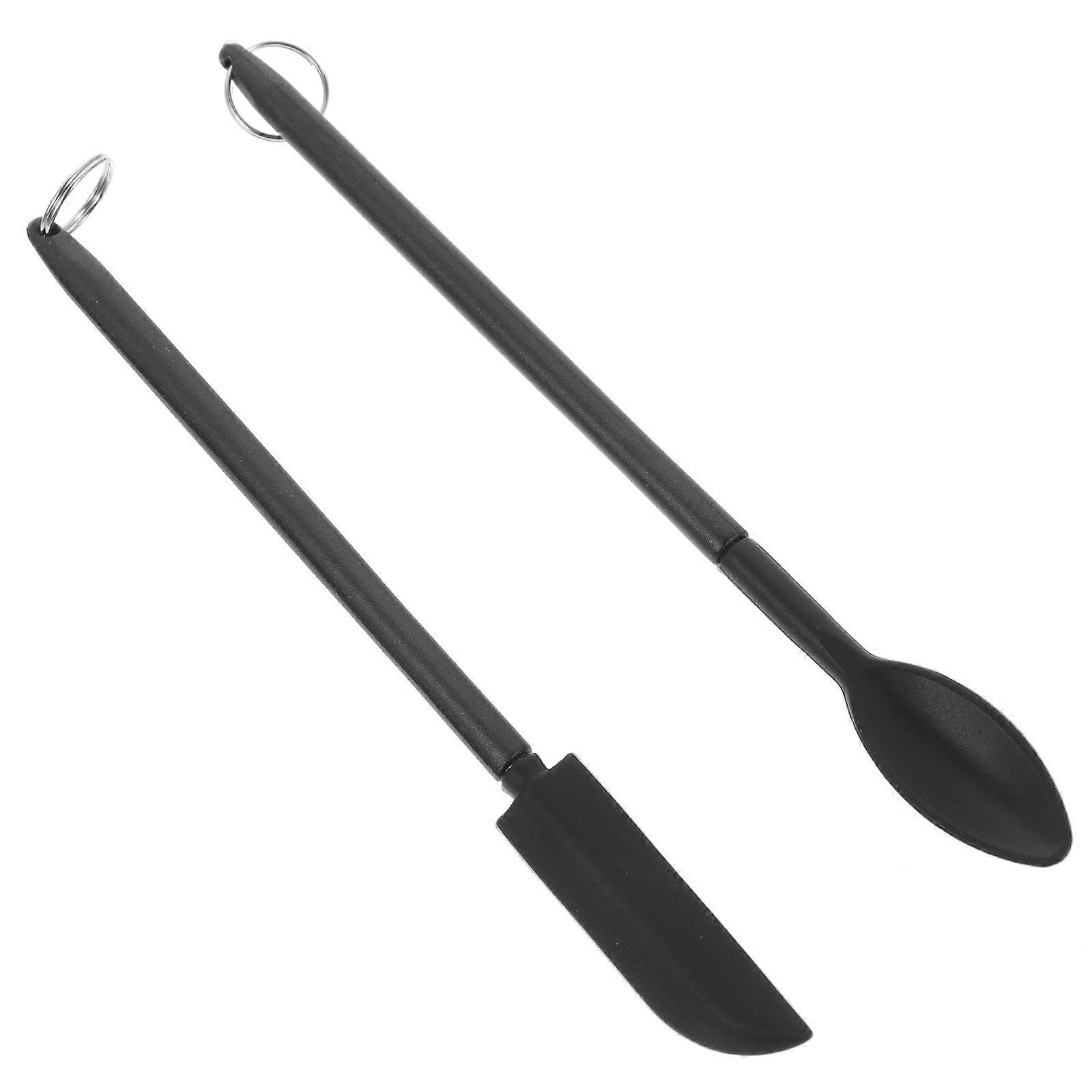 Telescopic Silicone Makeup Spoon Mini Spatula for Cosmetic Use 1Set