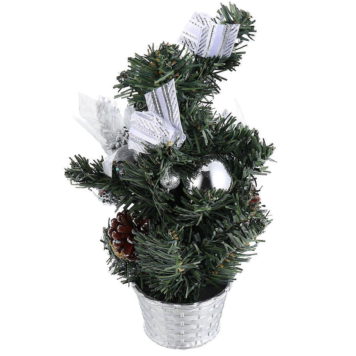Mini Christmas Tree Decoration For Home And Shop Decoration In Silver Color With Classic Style And Conical Shape 1Pack