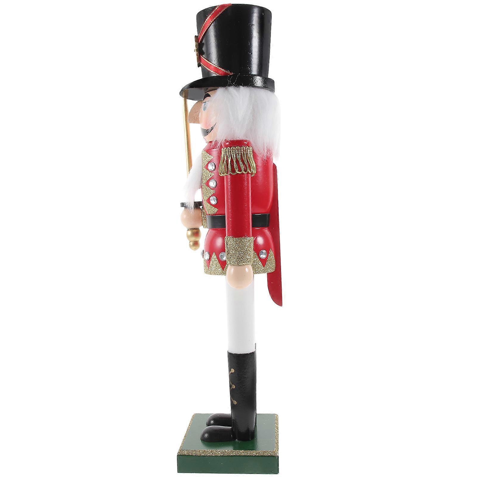 Wood Nutcracker Craft Nutcracker Figure Home Decoration Red 14.93X3.62X3.22in Photo Prop 1Set