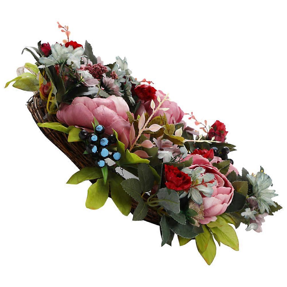 Delicate Wreath Emulation Wildflower Garland for Decor 2Pcs Plastic Material