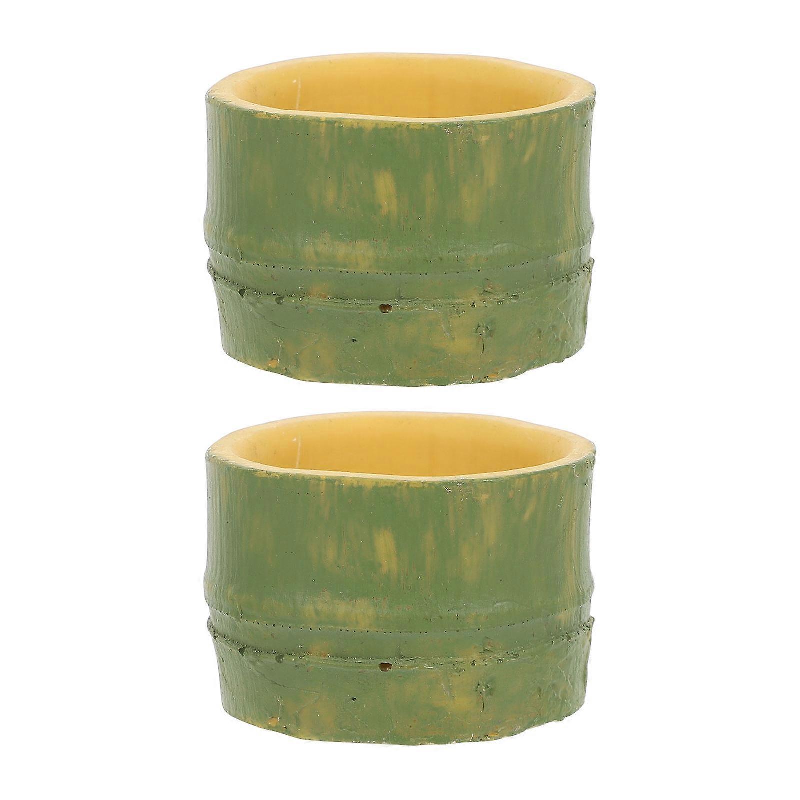 Reptile Bowl 2Pcs Shape Resin Water Dish For Pet Use Light Brown Feeding