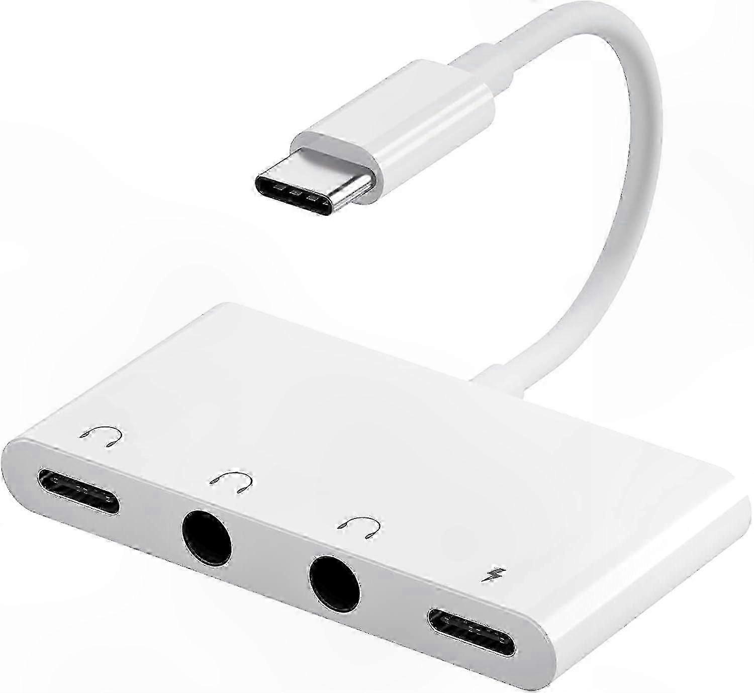 3.5mm Audio Splitter with USB C Connector, Dual Headphone Adapter Supporting 60W Fast Charging
