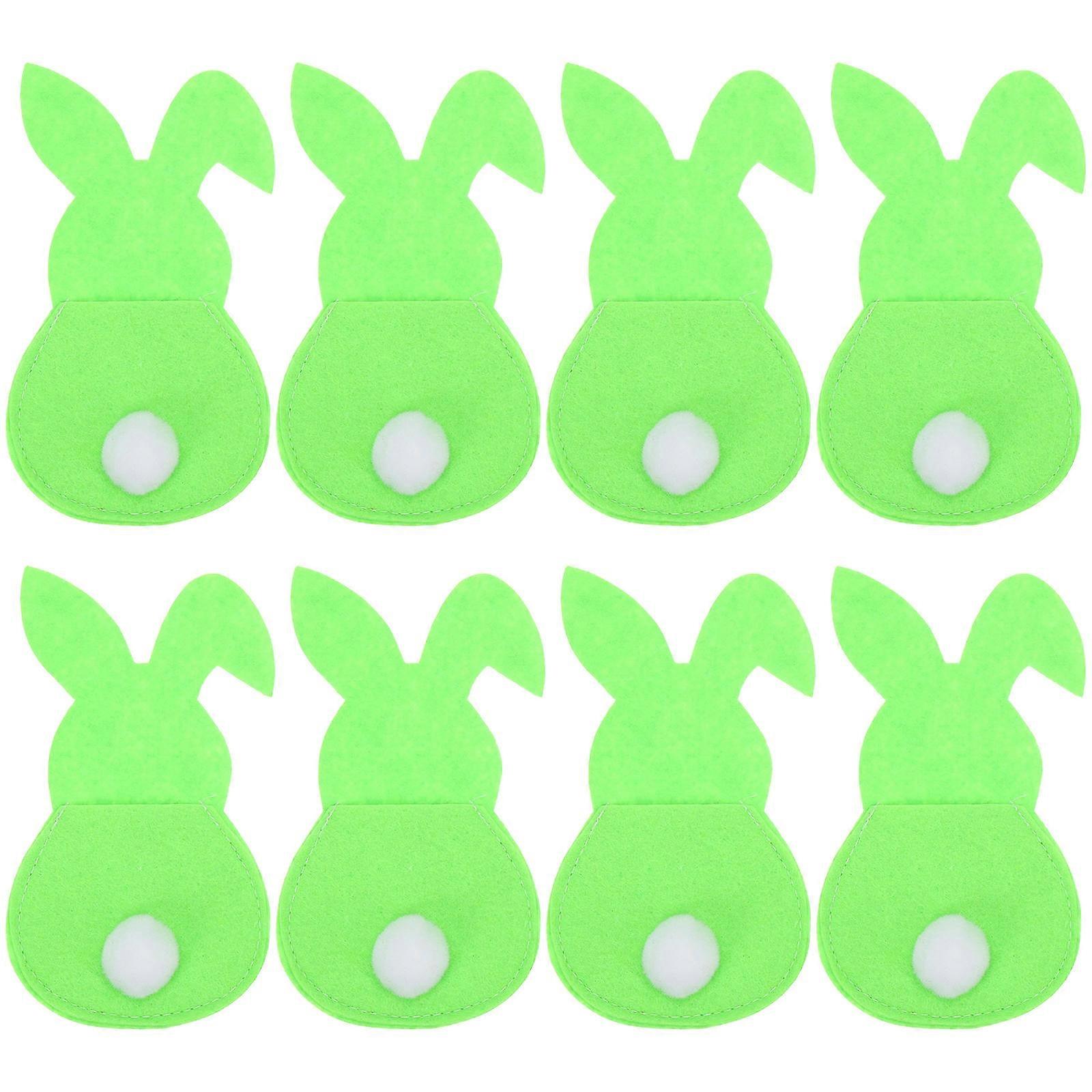 Cutlery Bags 8Pcs Rabbit Shape Storage Case Light Green For Easter Party Tableware Holder