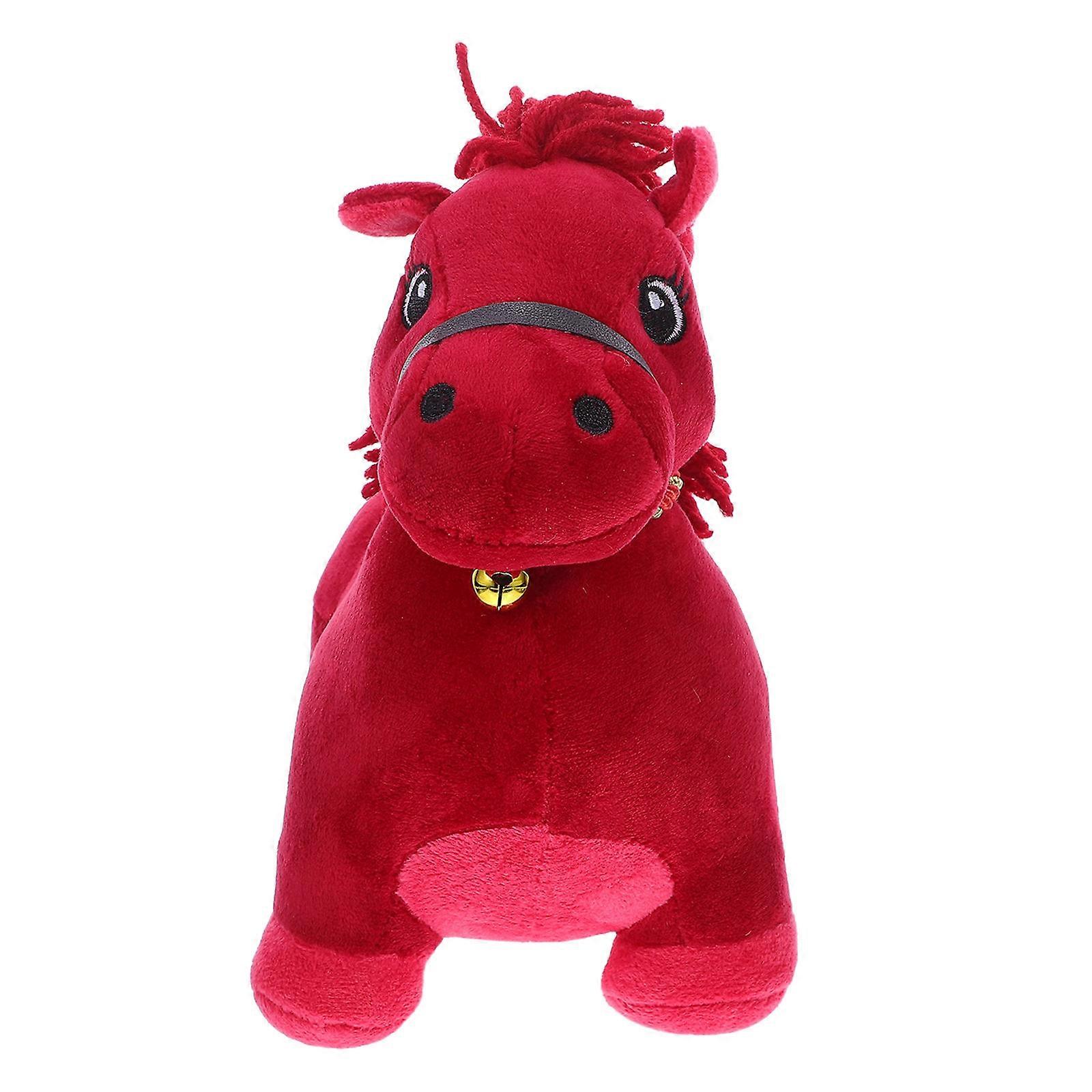 Soft And Cuddly 3Pcs Horse Plush Toy For Children Red Zodiac-themed Perfect For Home Decor And Cognitive Development
