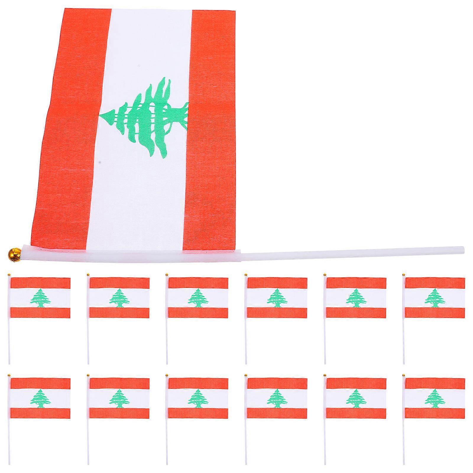 Lebanon Handheld Stick Flags for Parties 20Pcs Small Mini Polyester Flags