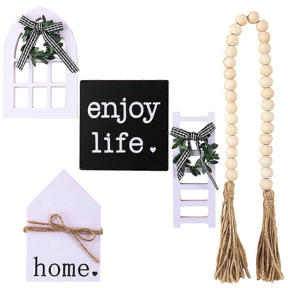 Farmhouse Tiered Tray Decorations Rustic Tabletop Sign for Decor 4Sets