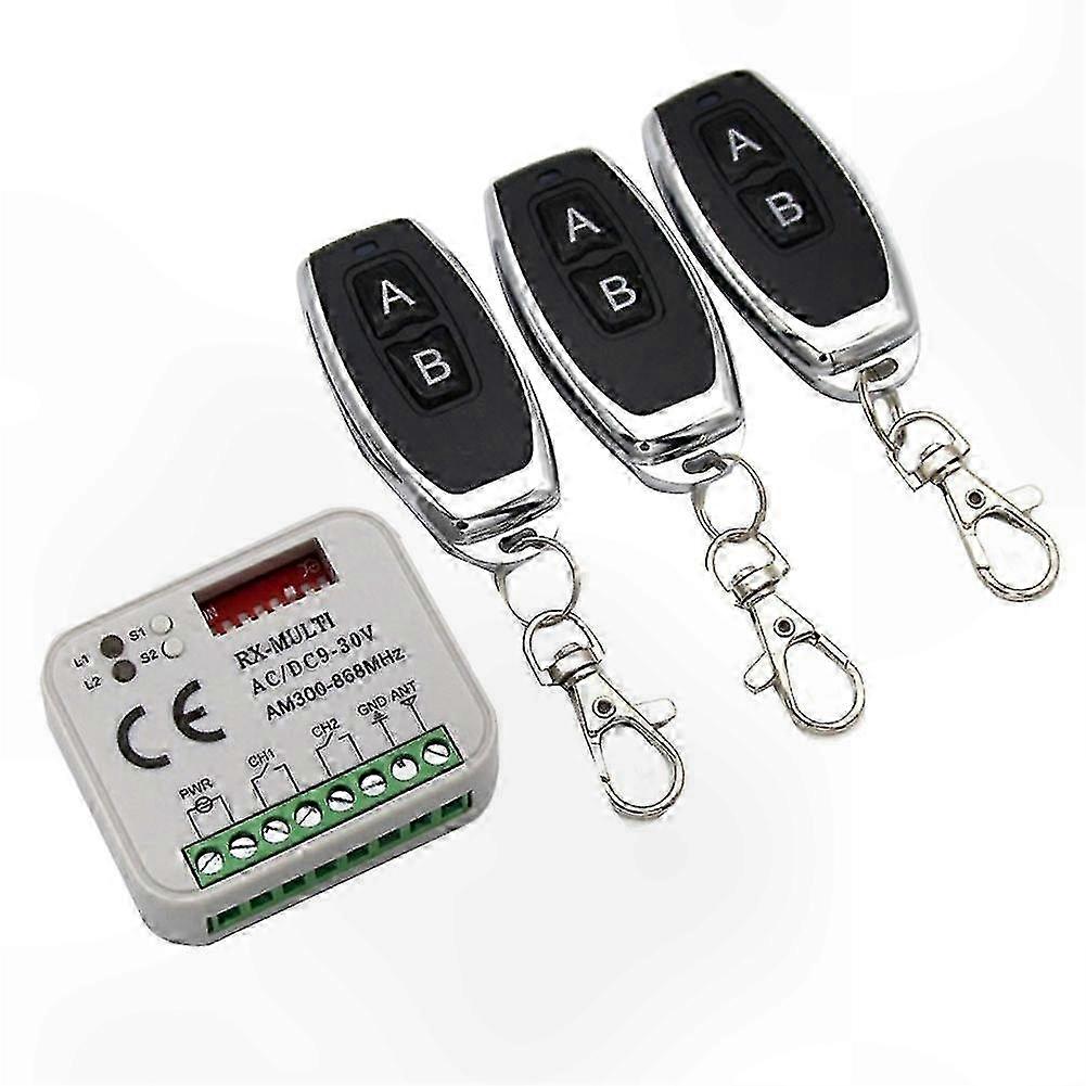 Multi-Frequency Gate Receiver 433-868MHz Universal Remote Control-Compatible 9-30V AC/DC Adapter Power Supply