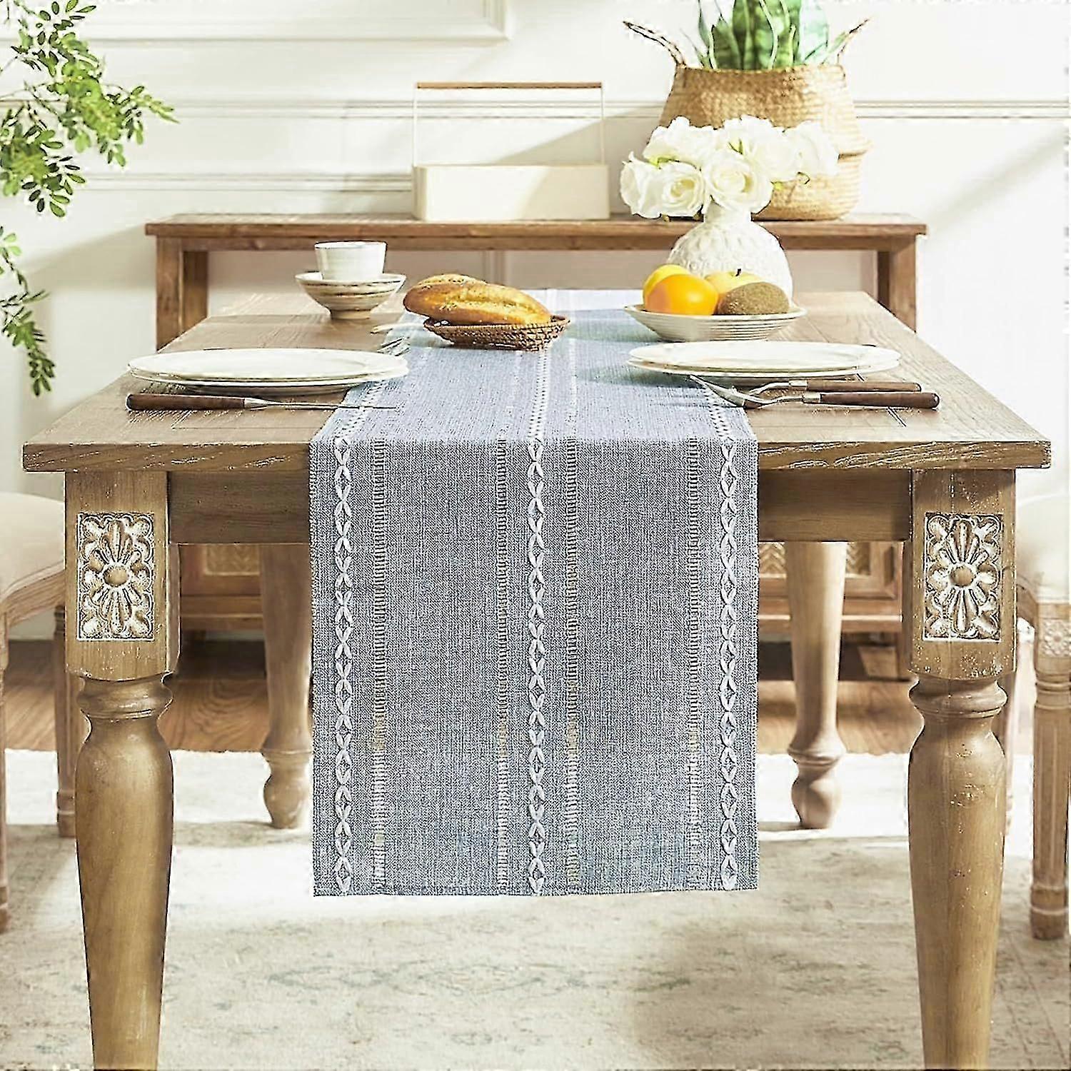 2025 Latest Model Rustic Spindle Table Runner, Bohemian Farmhouse Small Table Runner 36 Inch Long