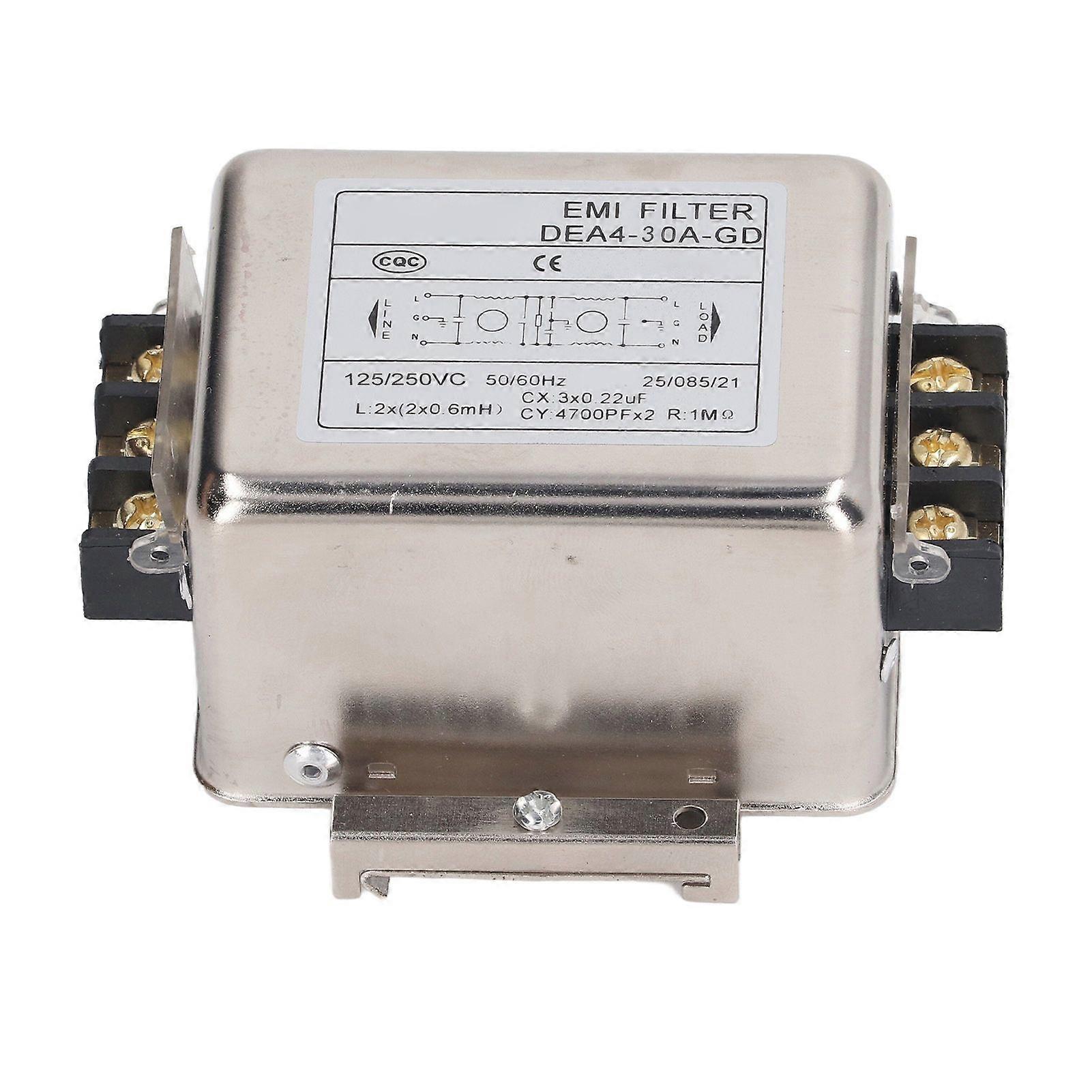 EMI Filter Anti Interference Noise Signal Filtration 35mm Rail Installation Single Phase Power Filter 125V 250V