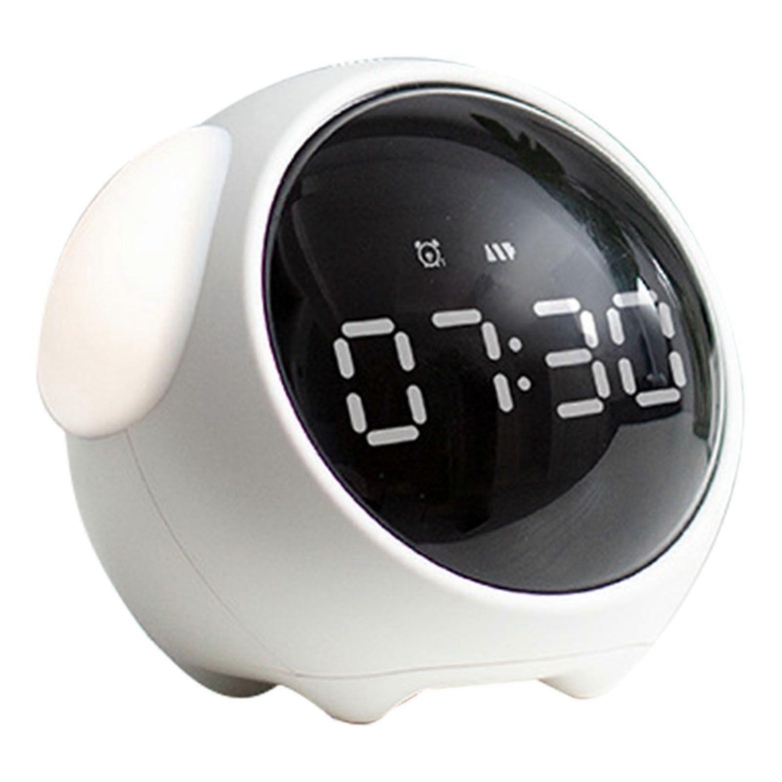 Expression Clock Cute Dog Shape Multifunctional LED Digital Alarm Clock Voice Activated Night Light White