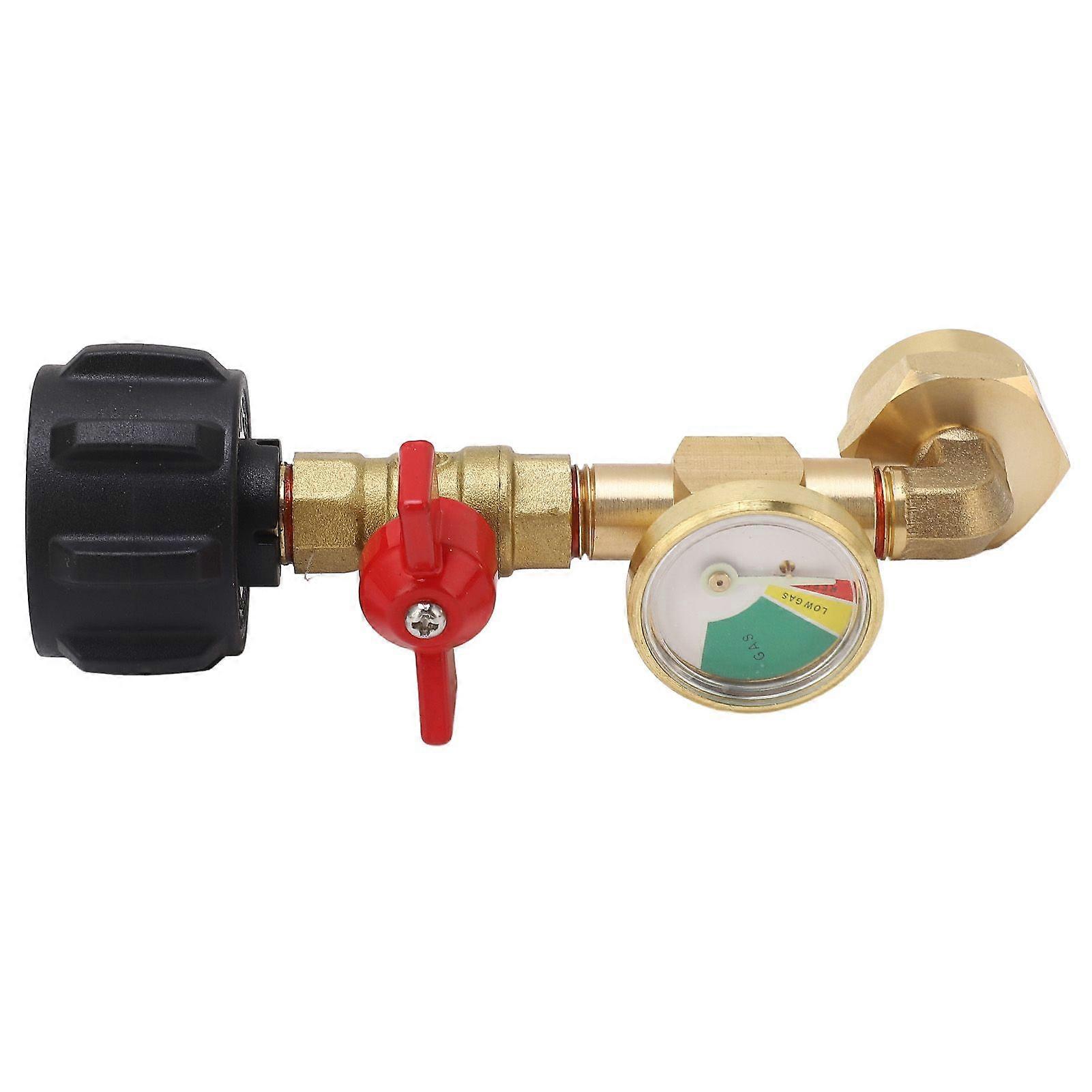 Propane Refill Adapter with Pressure Gauge and On Off Control Valve Gas Elbow Adapter for 1LB Tank 120LBS QCC1 Cylinder