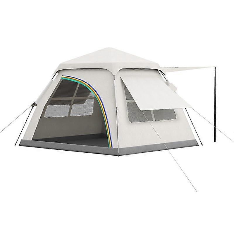 Camping Tent With Awning, 59 Person, 10.5 M2 Floor Area, Instant Setup, Rainbow Design, White, 2.4 M Height