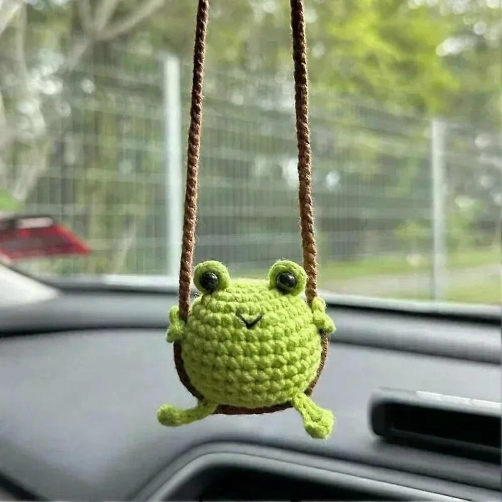 Car Crochet Animal Rearview Mirror Pendant Ornament Little Frogs Handmade Crochet Frog Car Charm Small Size