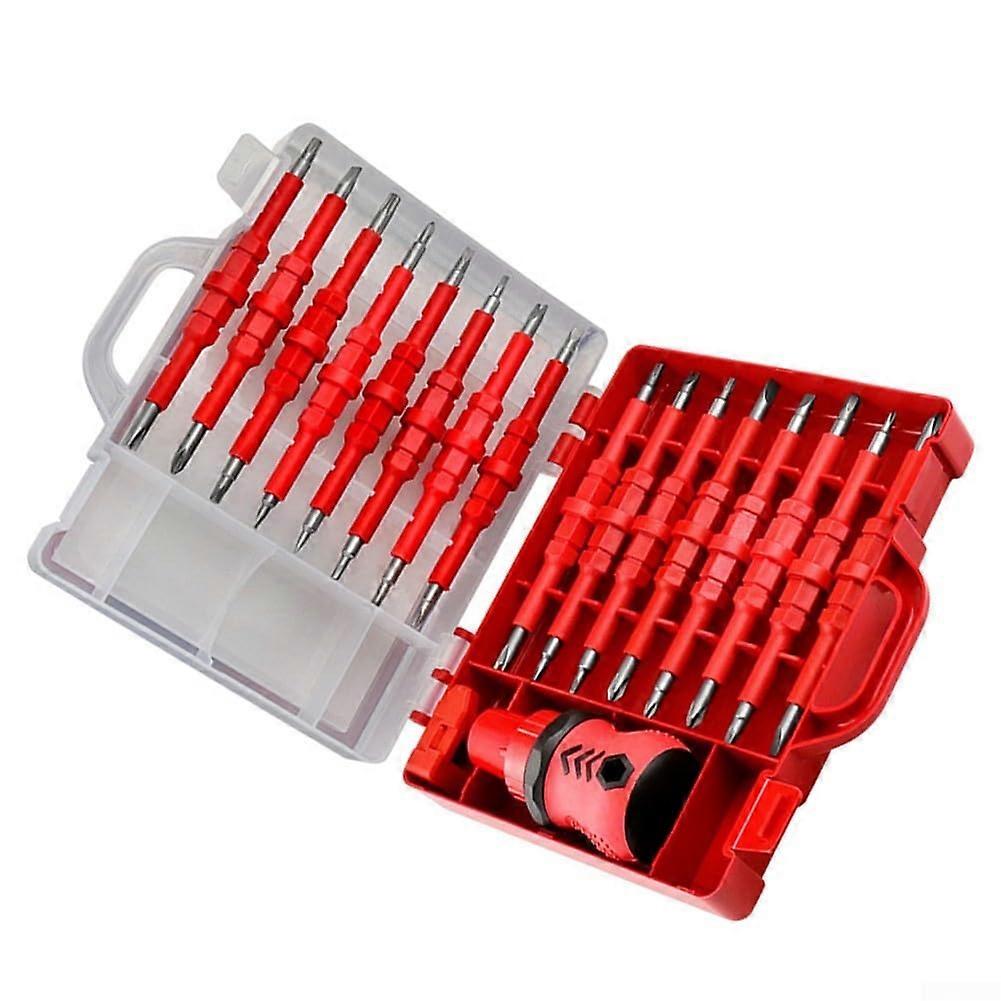 Magnetic Ratchet Screwdriver Set With 16 Interchangeable Heads, 3Speed Ratchet Clockwise Counterclockwise Rotation