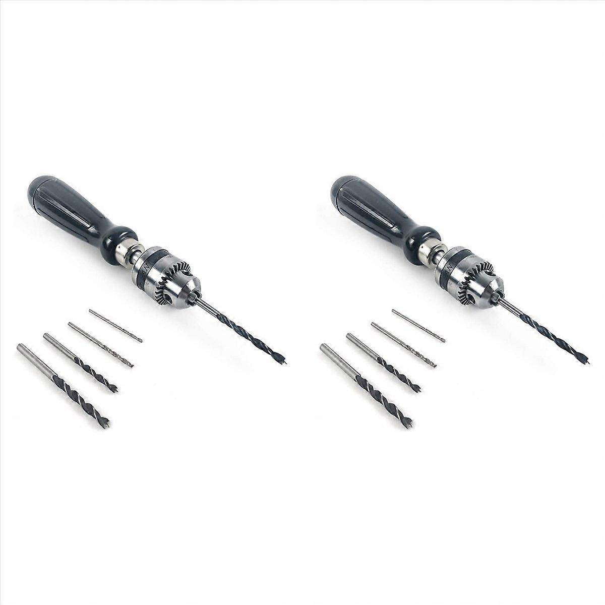 2X Pin Vise Hand Drill Bits, Mini Twist Drill Bits Set, for Woodworking DIY Model Jewelry Walnut Amb