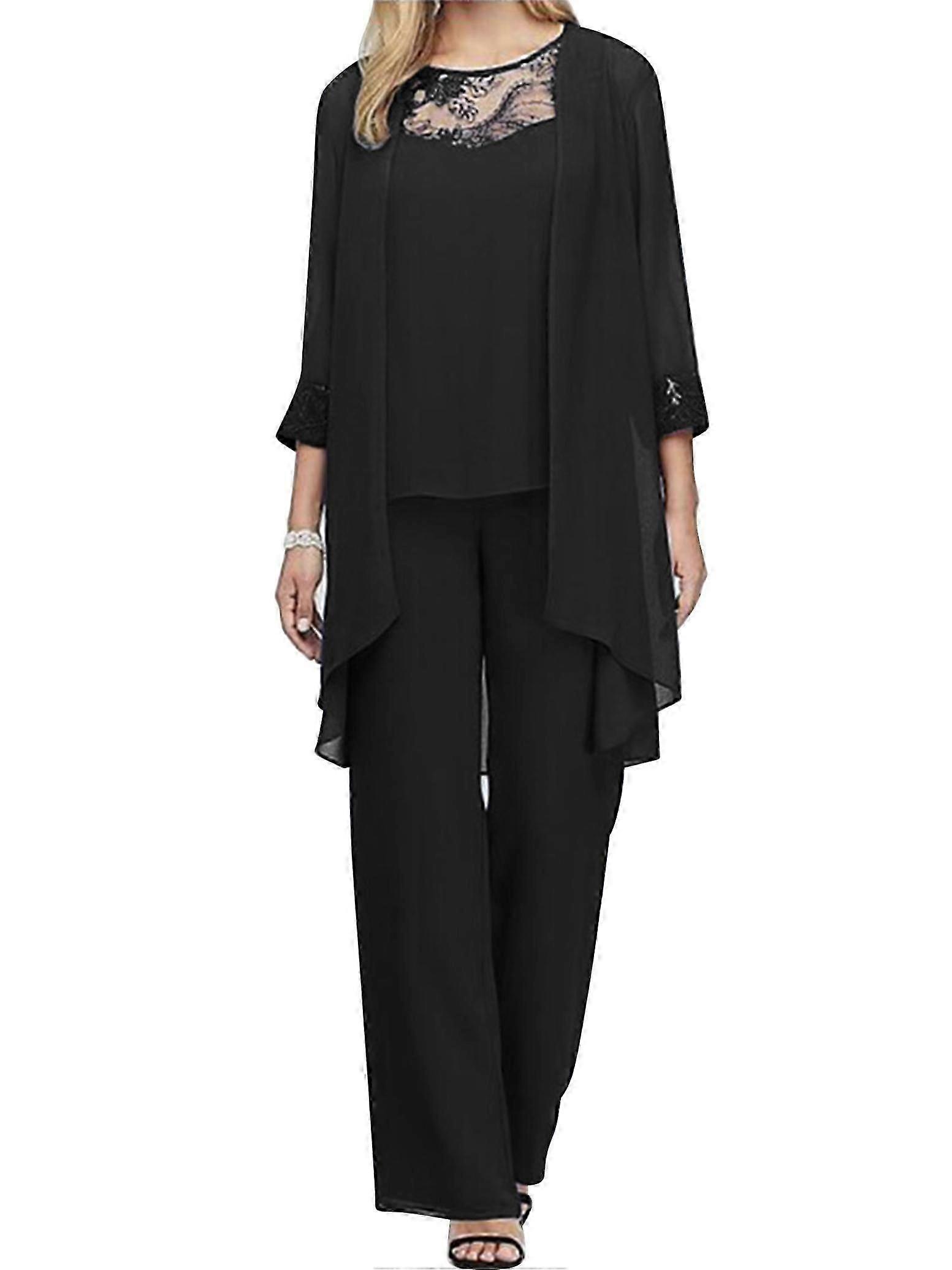 Mutter der Braut Pant Anzüge 3Pcs Frauen Hochzeit Formelles Outfit Set Chiffon Abendkleid Plus Size