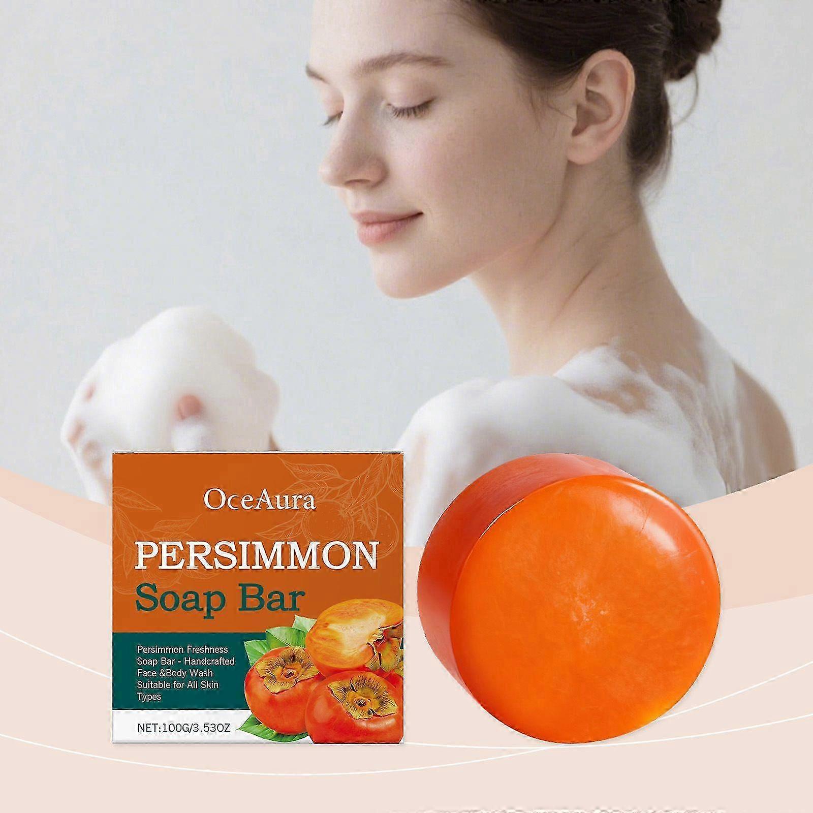 Persimmon Soap Bar for Old People Smell, Natural Deodorant Body Face Bar Soap for Body Odor Control, Remove Bad Body Odor, Deodorizing, Deeply Cleansi