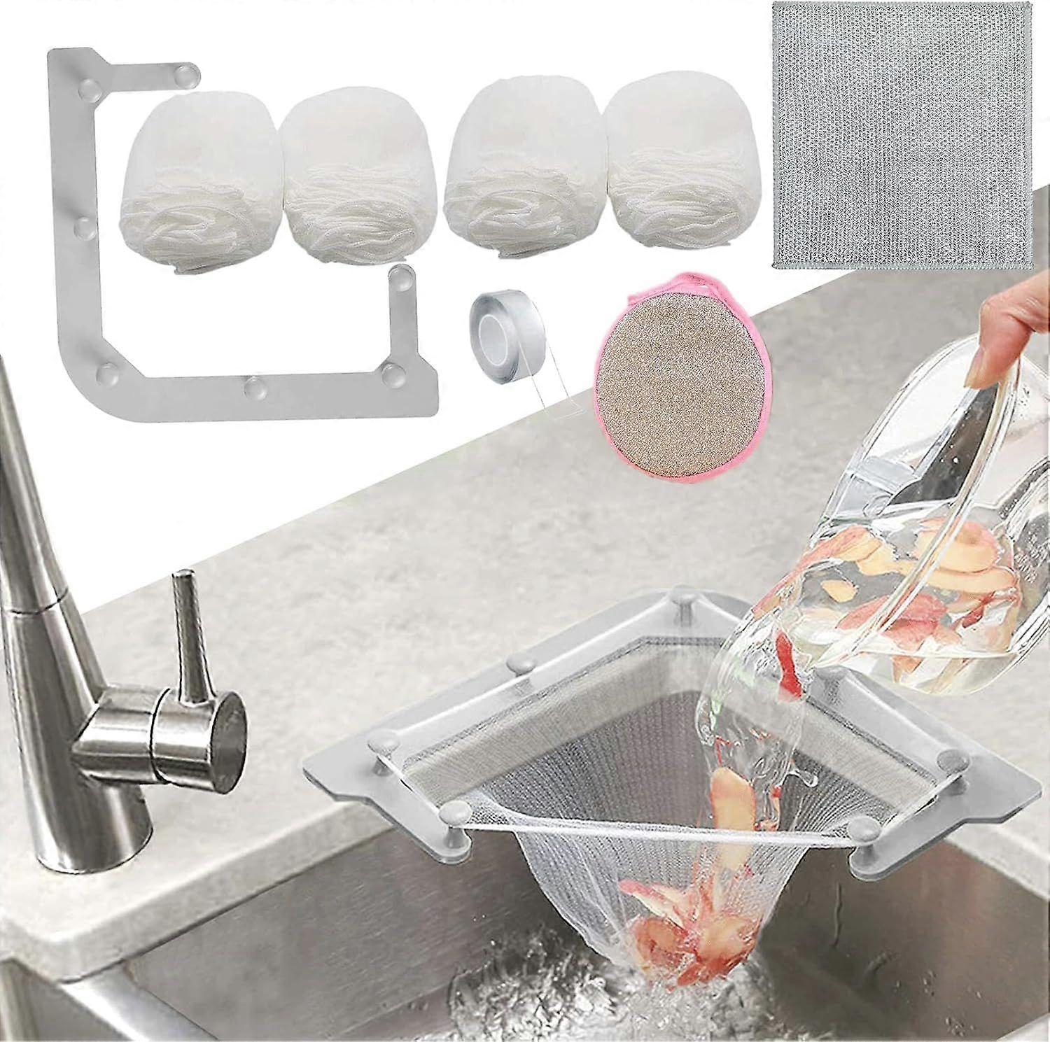 Kitchen Sink Triangle Tri-Holder Filter Kitchen Sink Strainer with a Gray Rack