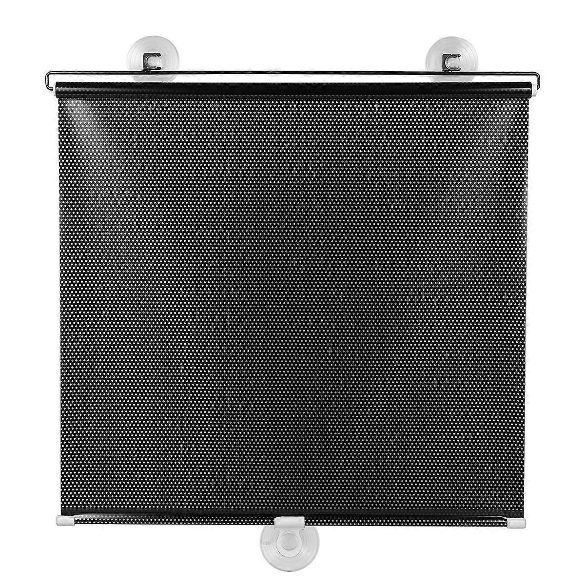 ヴォサレアフリー穴あきバルコニー吸盤サンシェード遮光カーテン仮設ブラインドドア窓用ポータブルドレープ(ブラックメッシュドット)