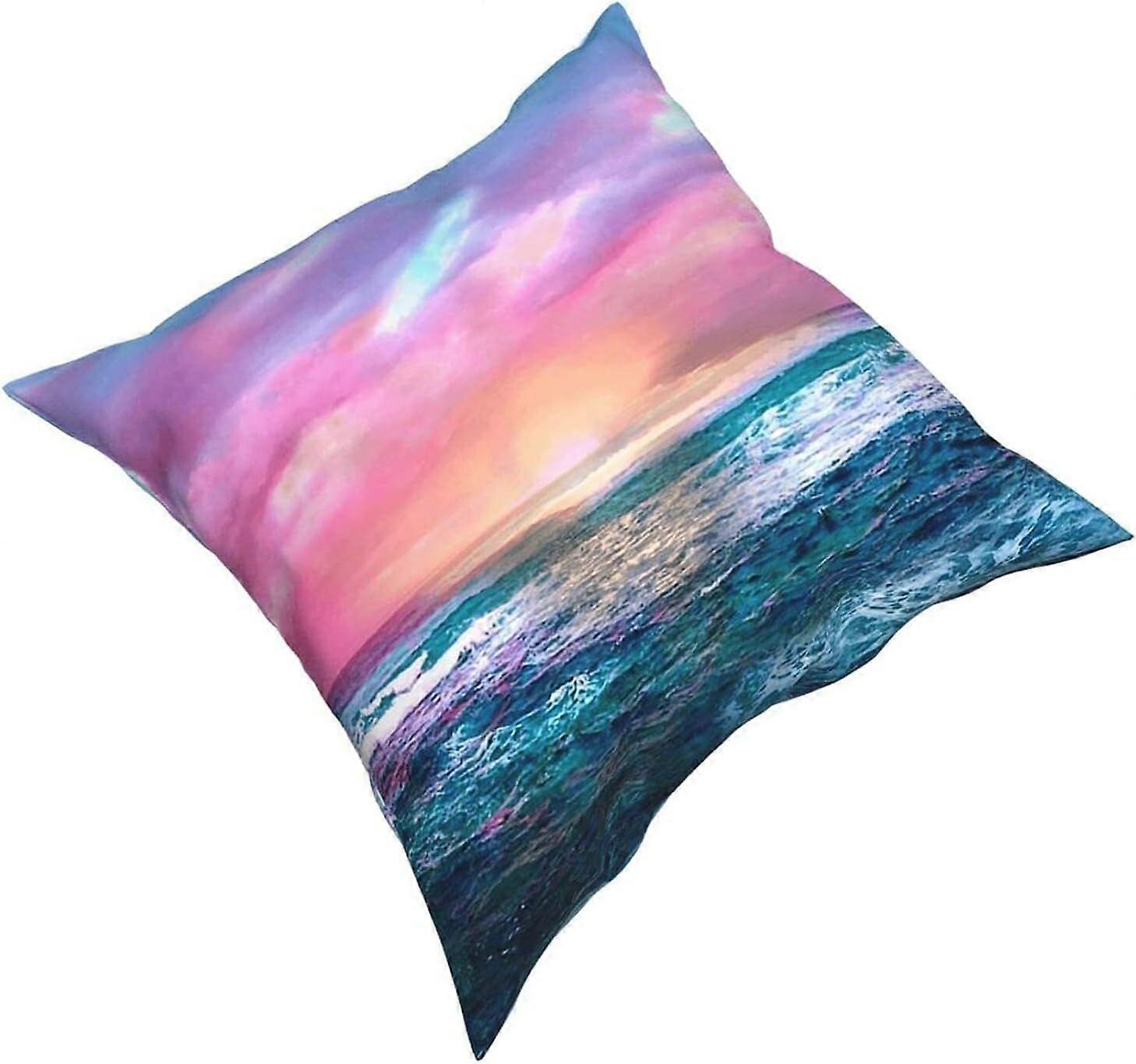 v1270サンセットパインズタペストリー枕カバーファッションスクエア枕カバークッションカバー装飾スロー枕カバー45×45センチメートル-ブラック5-18 "x18"-TB1270 ij1270