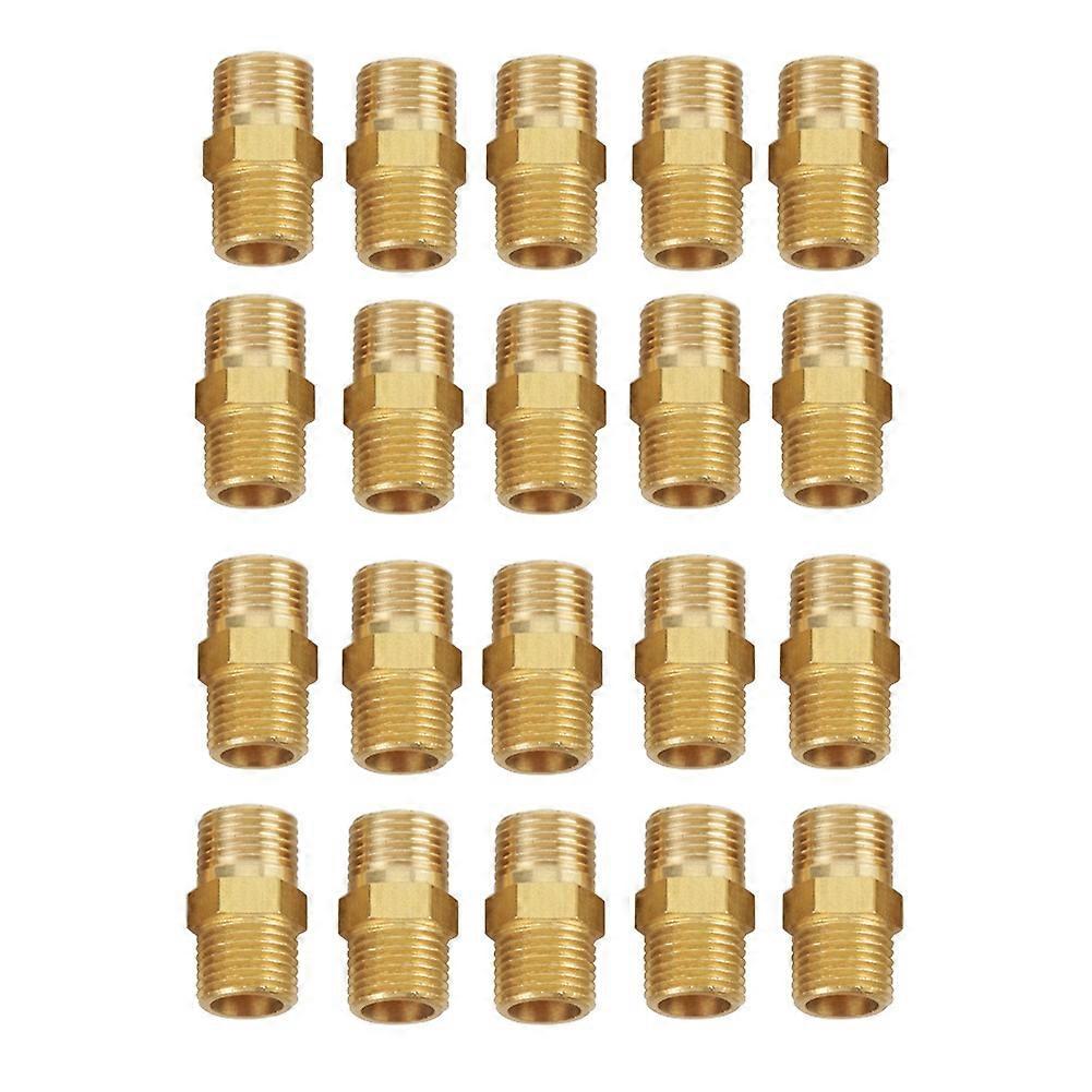 20 Pcs 1/8 BSP to 1/8 BSP External Thread Brass Pipe Hex Nipple Fitting Quick Adapter