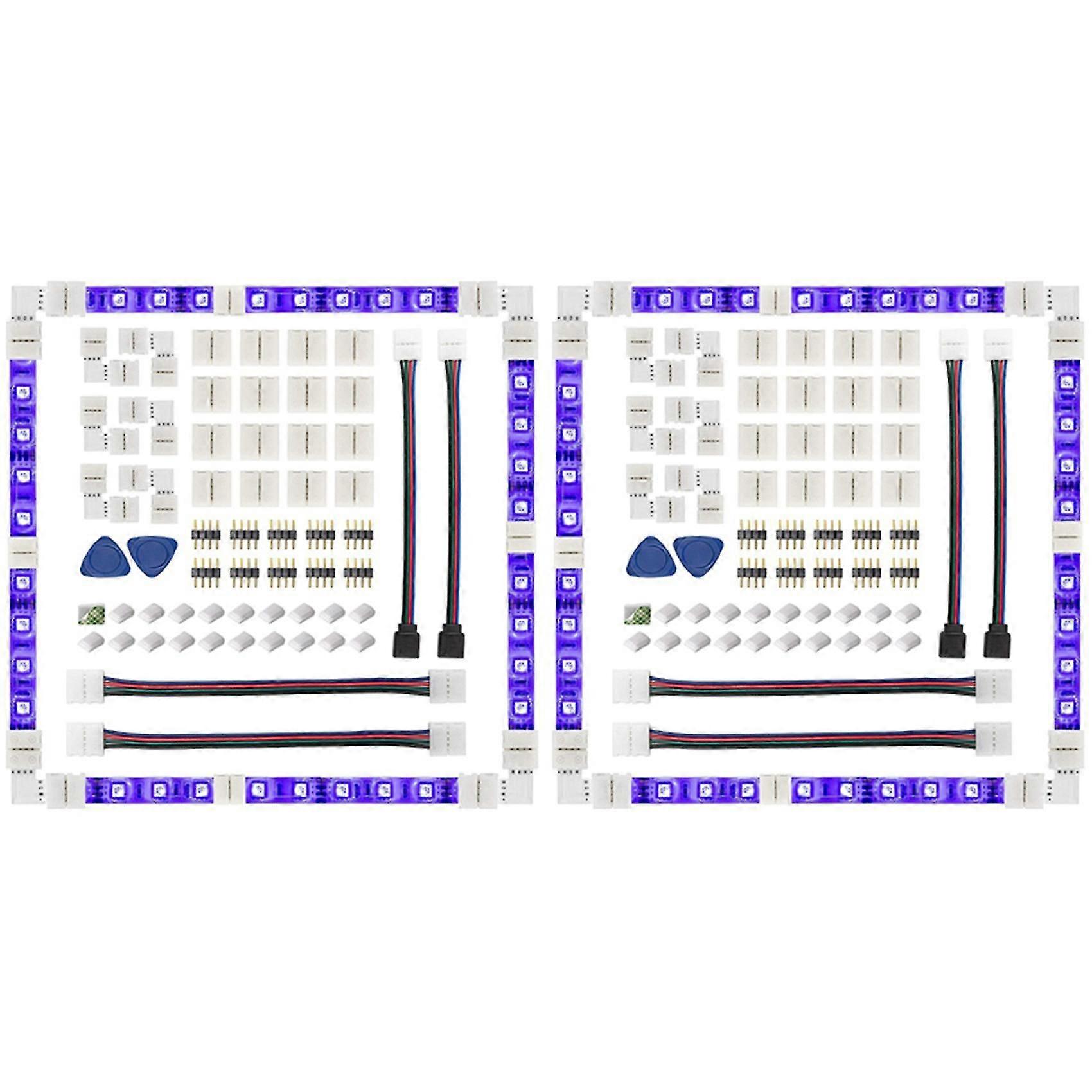 2set Led Strip Connector 4 Pin 10mm Solderless Rgb Light Strip Connector For 5050 Smd - Gapless, L