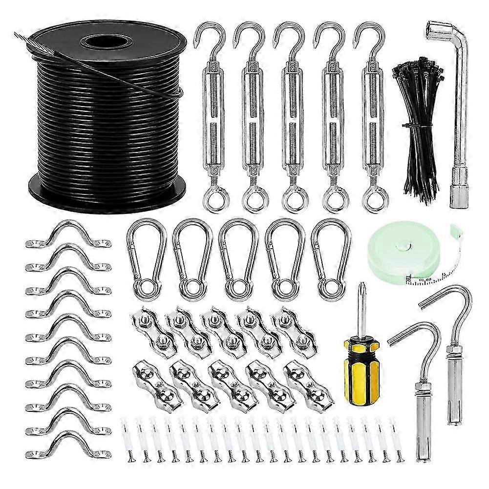 Ball Light String Hanging Kit 200FT Coated Stainless Steel