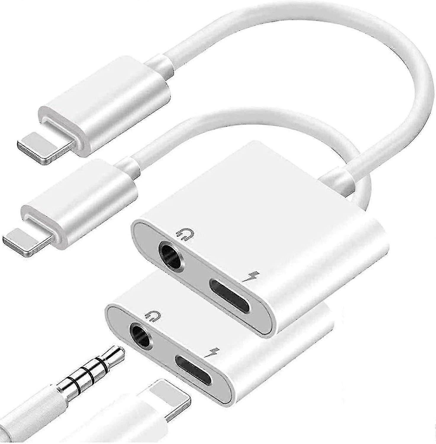 2er-Pack Lightning-auf-3,5-mm-Kopfhöreranschluss-Adapter für iPhone, Apple MFi-zertifiziert, 2-in-1-Lade- und AUX-Audio-Splitter-Adapter