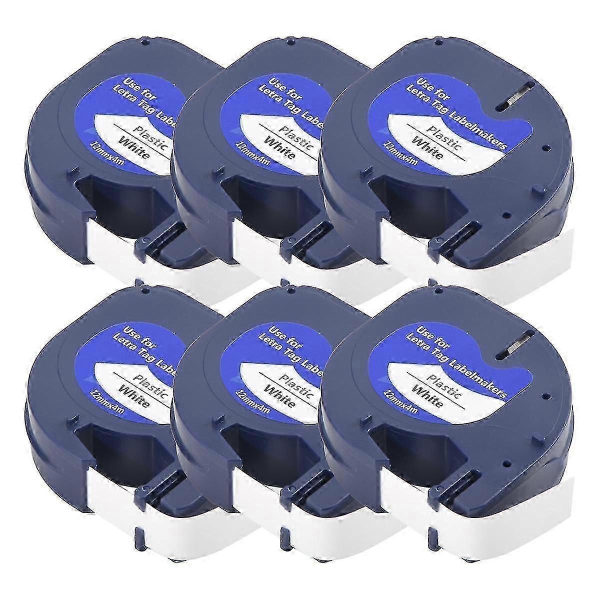 6Pcs LetraTag Refills Label Tapes Label Maker for 91331White 4M x 12mm Label Printer for Label Maker