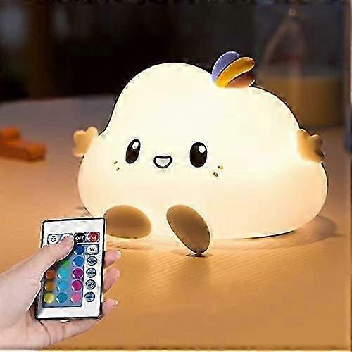Kids Cloud LED Night Light, Soft Silicone Lamp, Touch Sensor, Remote Control