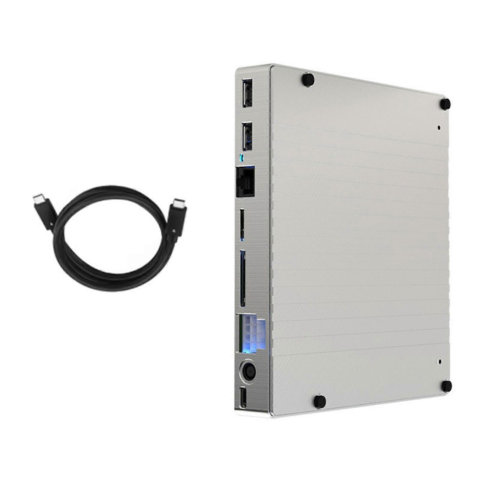 USB4 GPU Dock Grafikkarten-Erweiterungsbasis mit zwei PD100W-Ladeanschlüssen, 24 Gbit/s PCIe-Unterstützung, Metallgehäuse, mehrfarbig