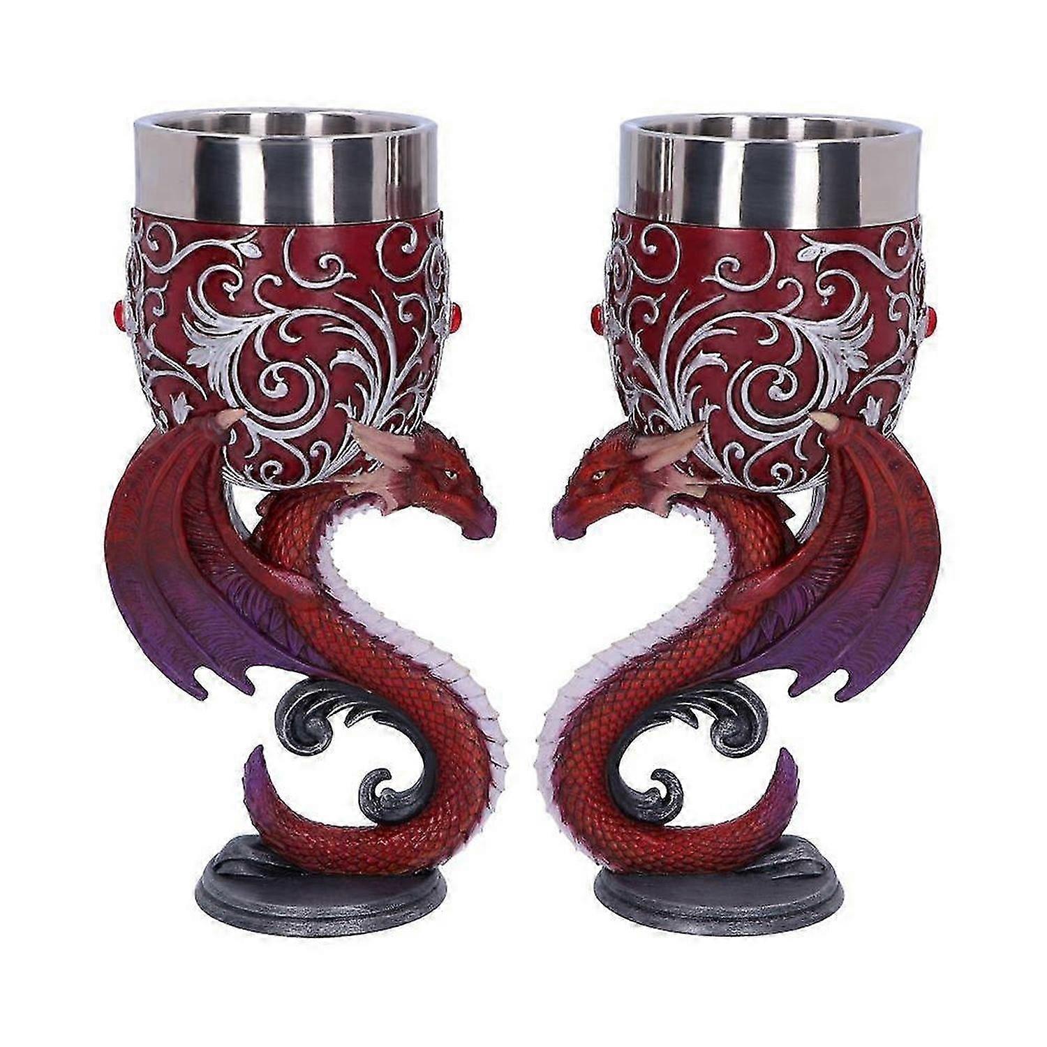 Dragons Devotion Twin Dragon Heart Set Of Two Goblets