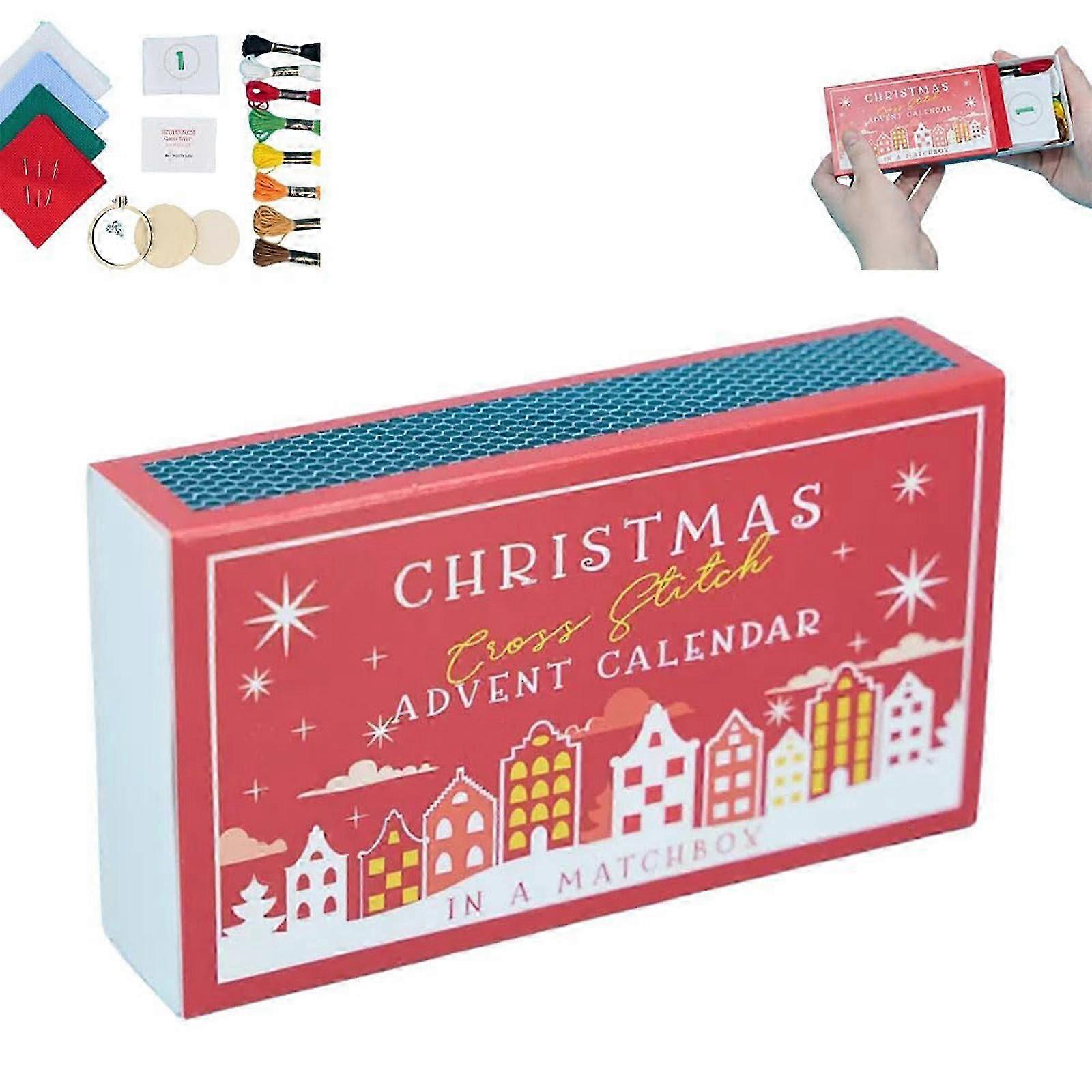 Christmas Cross Stitch Advent Calendar Embroidery Kit for Beginners&Craft Lovers