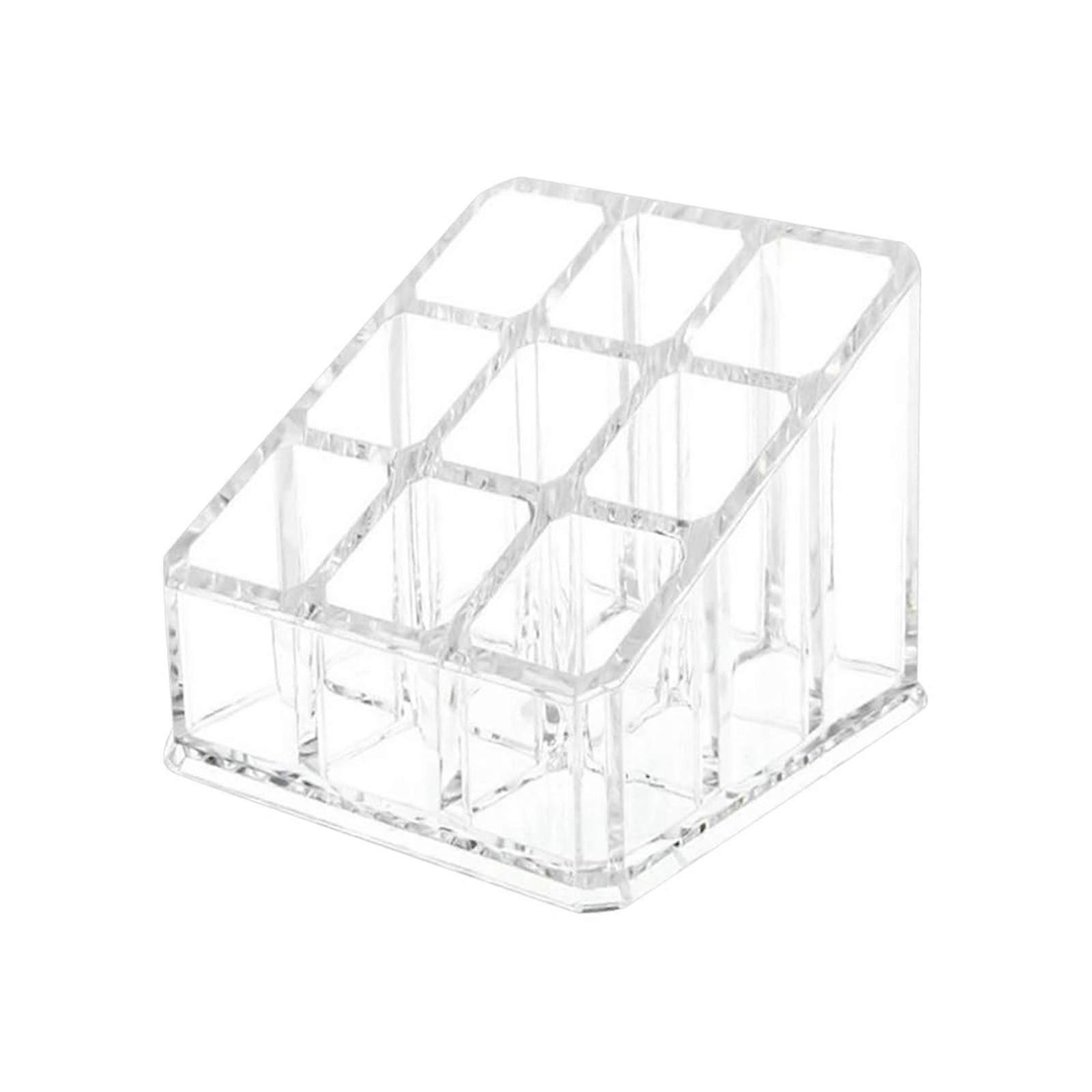 Durable Acrylic Lipstick Display Case With Secure Lid Organizing 9 Cosmetics Efficiently Perfume Bottle Holder Multicolor