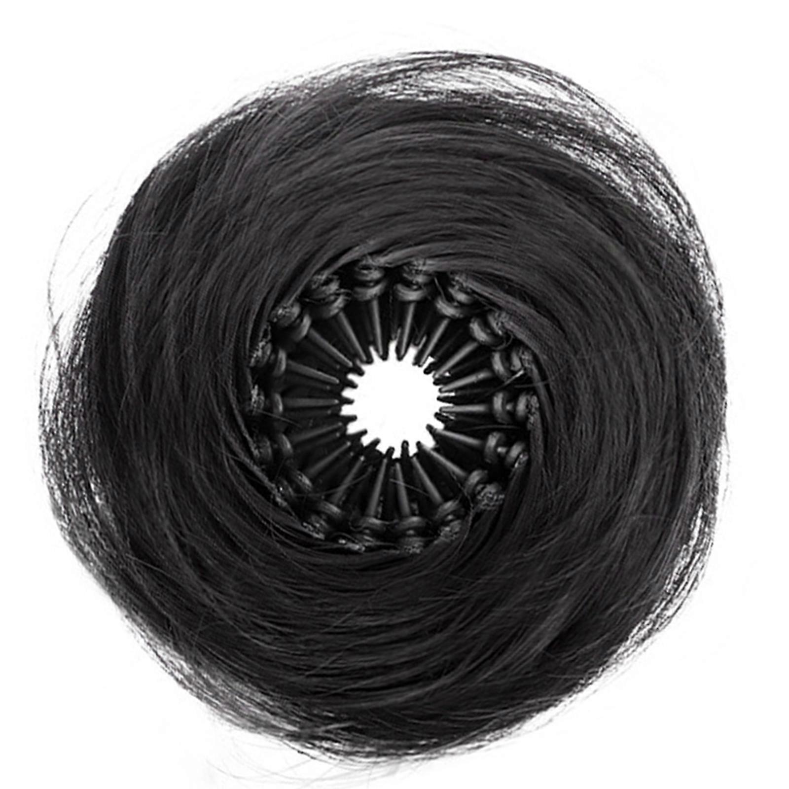 Chignon de cosplay, extensions de cheveux à pince, postiche ajustable, perruque synthétique, extensions de cheveux pour femmes, pince à cheveux, noir naturel