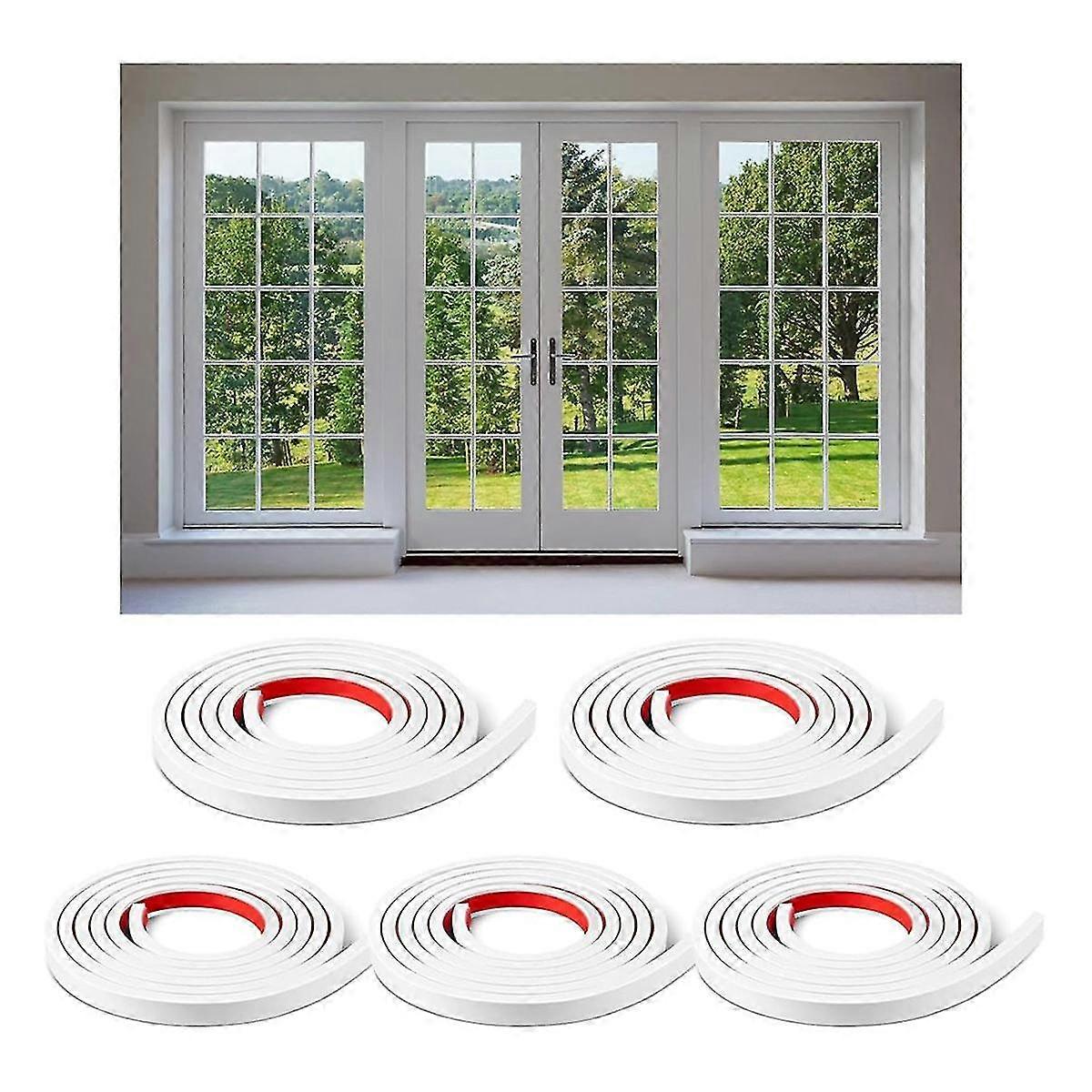 5 Rolls Total Window Grille Inserts Grid Kit Self Adhesive Peel and Stick Trim Simulated DIY Window Decorative White