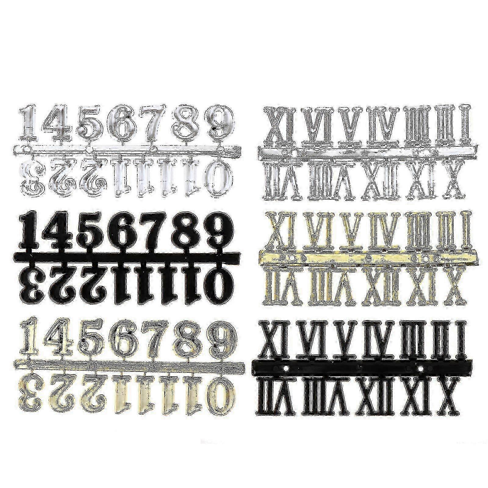 6pcs Wall Clock Numerals Clock Replacement Arabic Number And Roman Number