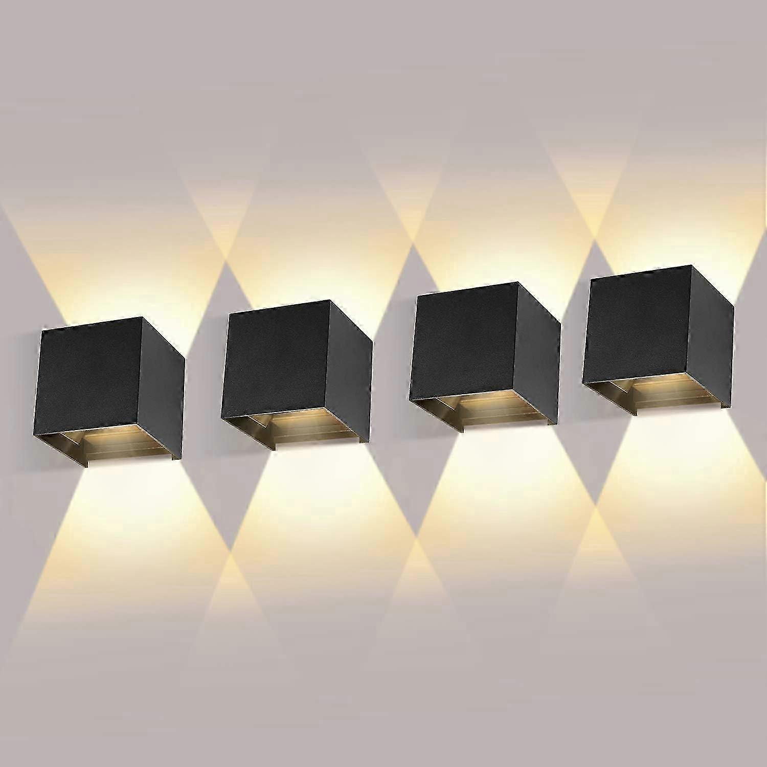 4 Pack 12W Wall Lights with Adjustable Beam Angle 3000K Warm White Ip65 Waterproof Black Wall Lights