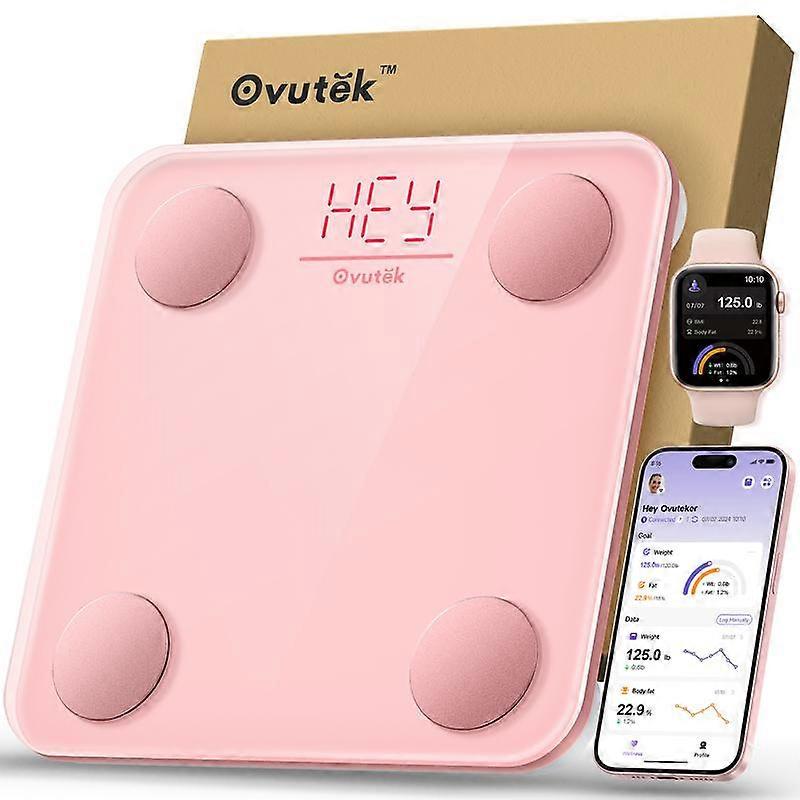 OVUTEK Smart Scale for Body Weight, Pink, BMI, and Body Fat Composition, Bluetooth & App Connectivity - Weighing Scale Smart High Accuracy