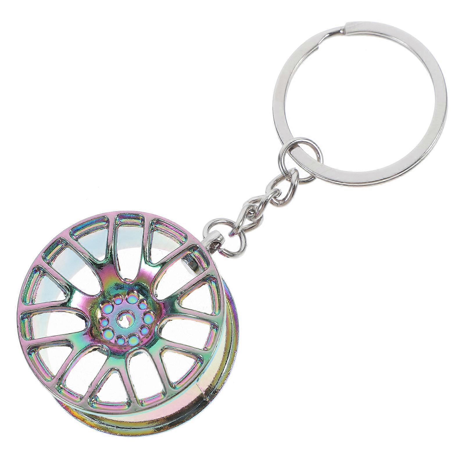 Car Wheel Hub Keychain for Decor Stylish Zinc Alloy Multi Color Keychain