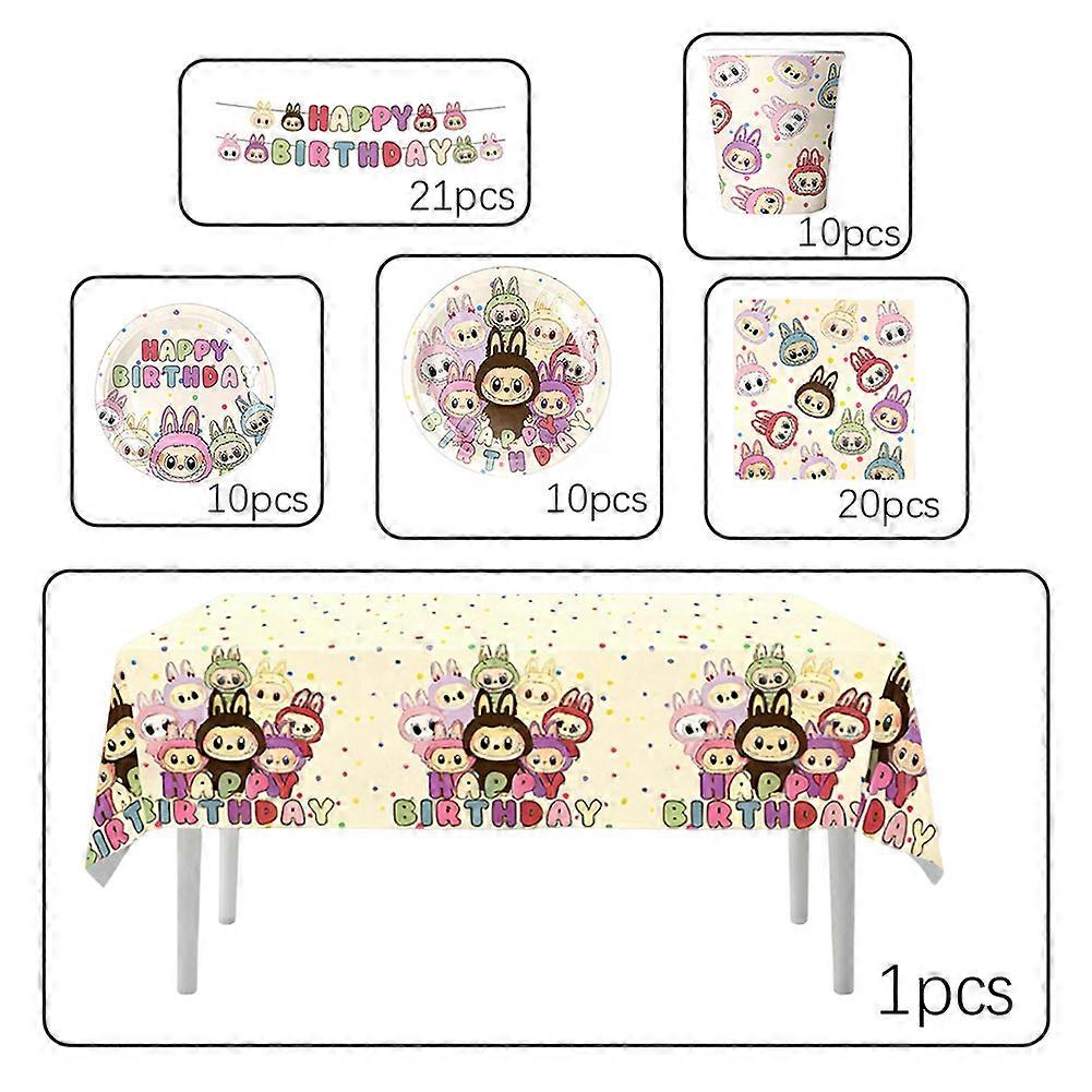 Labubu-Geburtstagsdeko-Set, Einweggeschirr im Labubu-Design, Partyzubehör